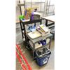 Image 2 : ULINE 24"W X 18"D 2 TIER HEIGHT ADJUSTABLE WORK SURFACE, ULINE 3 TIER BLACK PRODUCT/ UTILITY CART