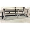 Image 2 : ULINE 96"W X 36"D X 49"H WOODEN TOP TECH TABLE WITH METAL RISER/SHELF