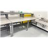 Image 1 : ULINE 96"W X 36"D X 49"H WOODEN TOP TECH TABLE WITH METAL RISER/SHELF *CONTENTS NOT INCLUDED*