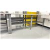 Image 2 : ULINE 96"W X 36"D X 49"H WOODEN TOP TECH TABLE WITH METAL RISER/SHELF *CONTENTS NOT INCLUDED*