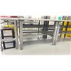 Image 2 : ULINE 96"W X 36"D X 49"H WOODEN TOP TECH TABLE WITH METAL RISER/SHELF *CONTENTS NOT INCLUDED*