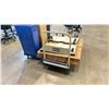 Image 2 : ULINE 600 LB CAPACITY HANDI-MOVER WITH A STACK OF FLATTENED PACKING BOXES, 3 ULINE 4 WHEEL DOLLIES &