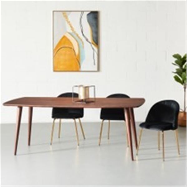 T6206 FLORENCE Swiss Edge Acacia Dining Table (140cm, 2.5cm Walnut)-TOP+ base