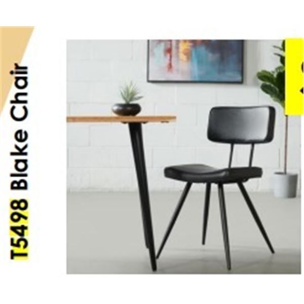 T5498  BLAKE Leather Dining Chair(Black)DEPTH: 58 cm | 22.8" WIDTH: 47 cm | 18.5" HEIGHT: 81 cm | 31
