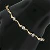 Image 5 : 14k TT Gold 0.25 ctw Bezel Set Diamond w/ Twisted Polished Link 7" Chain Bracele
