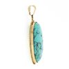 Image 3 : Vintage 14k Gold Oval Cabochon Bezel Set Turquoise w/ Twisted Wire Frame Pendant