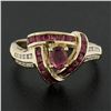 Image 2 : Solid 14k Yellow Gold 1.10 ctw Channel Set Diamond & Ruby Infinity Knot Band Rin