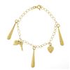 Image 3 : NEW Milor Italian 14K Yellow Gold Open Curb Link Bracelet w/ Puffed Dangle Charm