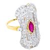 Image 1 : GP Sterling Silver Fancy Designer Ring, Marquis Ruby & CZ w/ Bead Setting1