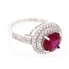 Image 1 : 925 Sterling Silver Ring, Size 8, Round Shape Ruby Red Swarovski Elements W/Halos.