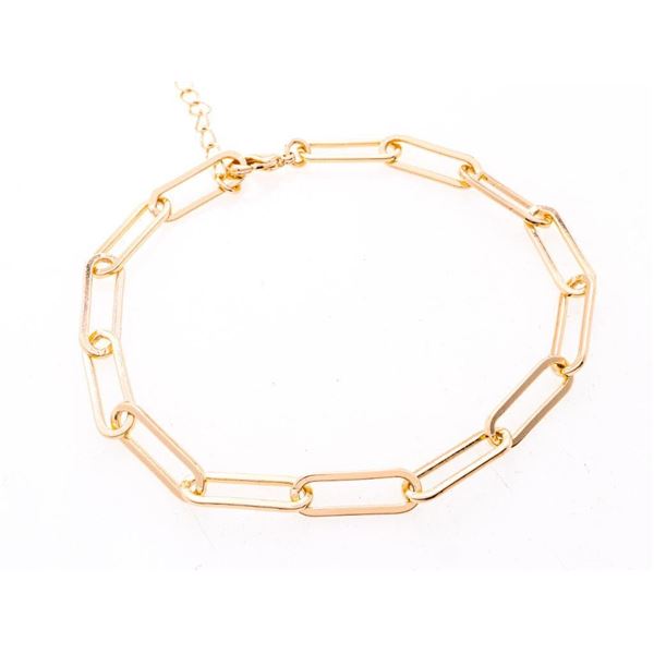 18kt Gold Overlay Paper Clip Link Bracelet 7.5"