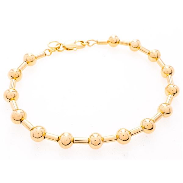 18kt Gold Overlay Bead & Bar Design Bracelet 7.5"