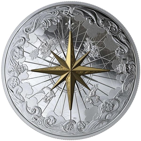 2019 $50 Rose of the Winds - Pure Silver Coin