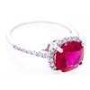 Image 1 : 925 Sterling Silver Ring, Cushion Cut Ruby Red Swarovski Elements,  Size 8