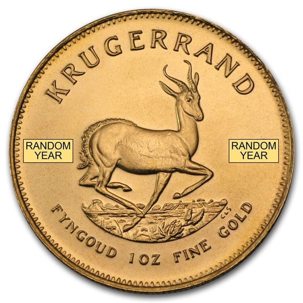 Krugerrand 1 Oz 0.9167 Gold Coin (Random Year)
