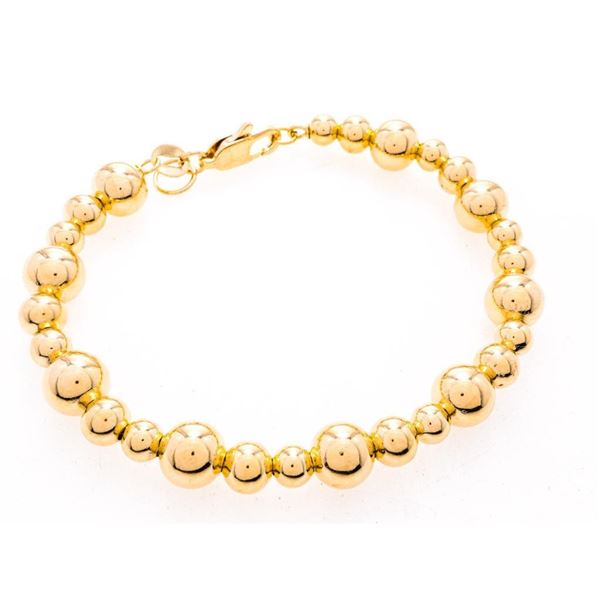 18kt Gold Overlay Bead Bracelet  7.5"
