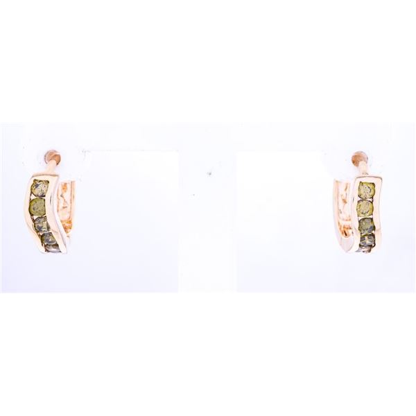 18kt Gold Overlay Huggy Style earrings w/ Peridots