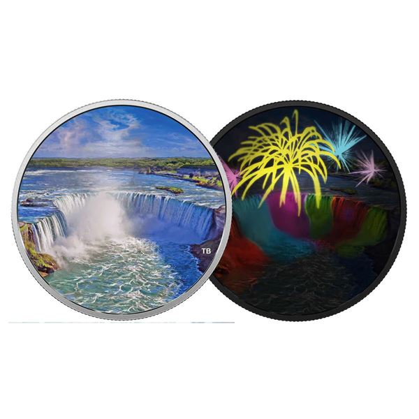 2018 $30 Fireworks at the Falls - Pure Silver Coin with black light