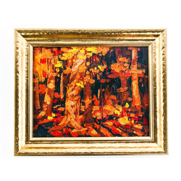 Group of Seven artist Tom Thomson's "Forest Interior", oil on panel (8x10"). (LE/460) with Phoenix M