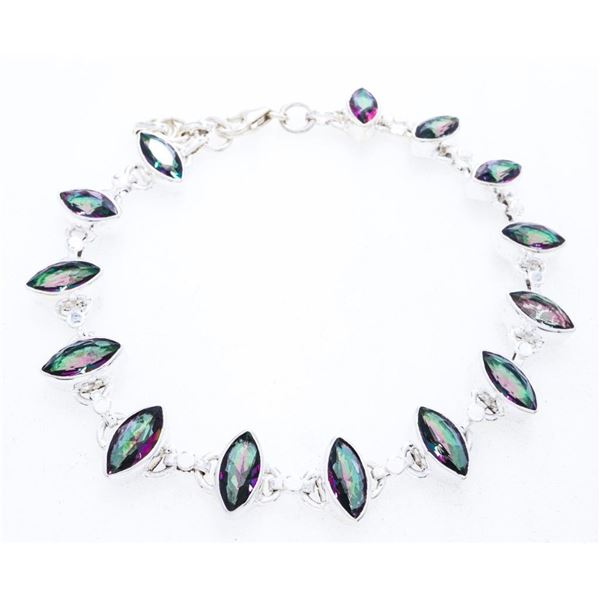 925 Sterling Silver Marquis Cut Mystic Quartz Bracelet