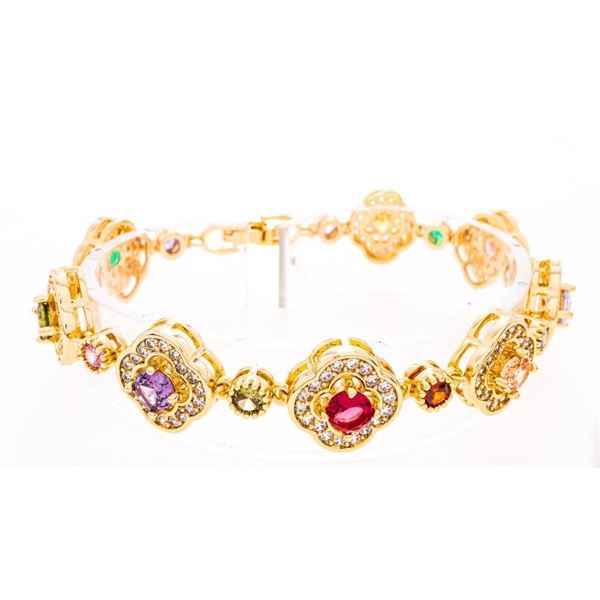 18kt Gold Overlay Gemstone Bracelet