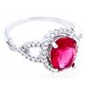 Image 1 : 925 Sterling Silver Ring, Ruby Red Oval Cut Swarovski Element w/ Halo. Size 91
