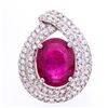 Image 2 : 925 Sterling Silver Ring, Oval Cut Genuine Ruby w. Swarovski Elements Around.