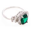 Image 1 : 925 Sterling Silver Ring, Size 8, Oval Cut emerald Green Swarovski Element with Bead Set CZ's
