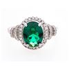 Image 2 : 925 Sterling Silver Ring, Size 8, Oval Cut emerald Green Swarovski Element with Bead Set CZ's