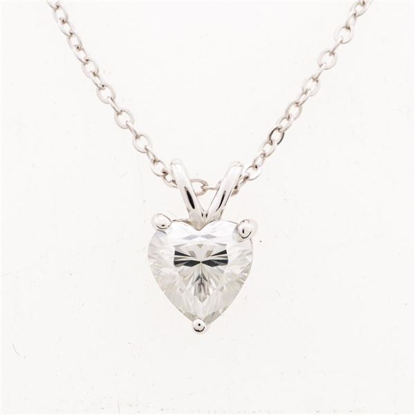 Moissanite Heart Cut 1.00 Carat,D Colour, VVS1 Clarity, Excellent Cut, Silver Pendant & Chain. 6.5 x