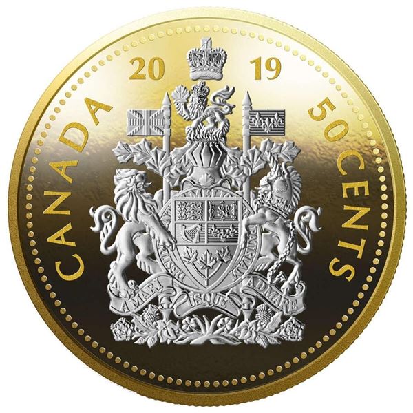 2019 5 - OUNCE Fine Silver Gold Plated Coin - Big Coin Series -50 Cent Coin