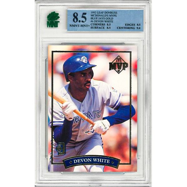 OE - Devon White #6 1992 Leaf Donruss Mcdonald's MVP Blue Jays Gold Graded 9 MNT