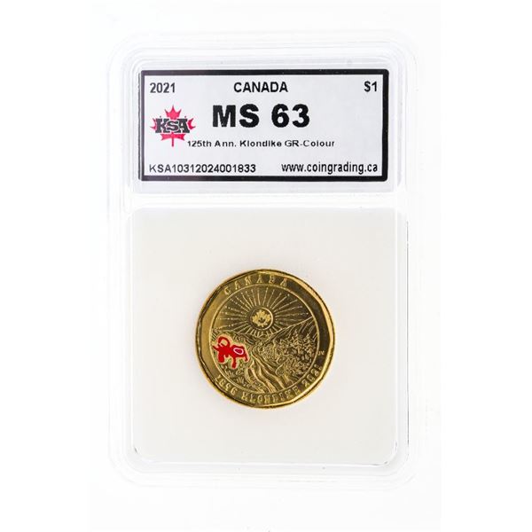 Canada 2021 $1 Coin - 125th Anniversary Klondike GR -Colour - KSA MS63
