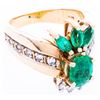 Image 1 : 14kt Yellow Gold Designer Cocktail Ring,4 Emeralds & 16 Diamonds VVS -VS =1.47 ct TW -MSR $8445.00