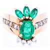 Image 2 : 14kt Yellow Gold Designer Cocktail Ring,4 Emeralds & 16 Diamonds VVS -VS =1.47 ct TW -MSR $8445.00