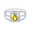 Image 2 : 925 Sterling Silver Ring, Triple row Design, w/ Channel Set .53ct Citrine & 1.02 ct. CZ1
