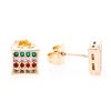 Image 1 : Brazil - 18kt Gold Overlay Square Style Stud Earrings, Multi colour Stones