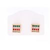 Image 2 : Brazil - 18kt Gold Overlay Square Style Stud Earrings, Multi colour Stones
