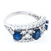 Image 1 : 925 Sterling Silver Ring, 3 Genuine Blue Saphires = 1.43ct & 2.03 ct of CZ's1