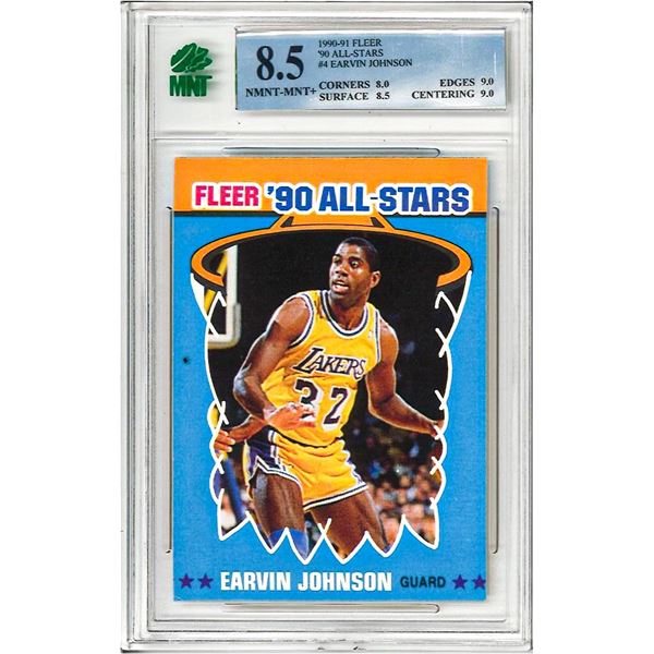 MR - 1990-91 Fleer Basketball All-Stars #4 Earvin Magic Johnson  Graded 8.5 MNT