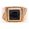 Image 2 : 18kt Gold Overlay Signet Style Ring Black w/ Halo Size 10