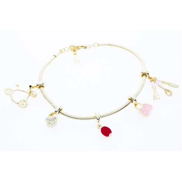 Charm Bracelet, Sterling Silver/GP Snake Style