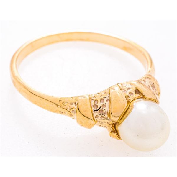 18kt Gold Overlay Culture Pearl Ring