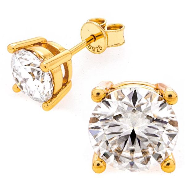 Genuine Moissanite Stud Earrings (2.00ct) VVS1 (D) Round Shape 6.5mm - Certified by GRA Reports