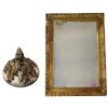 Image 1 : Gold-Toned Baroque Style Mirror and Elegant Pinecone Decorative Wooden Stand