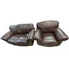 Image 1 : Brown Leather Couches, Two-Seat (63" x 34" x 35") & Single Seat (44" x 34" x 35")
