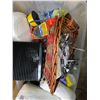 Image 2 : Bin of assorted household items & tools - includes nitrile gloves / assorted utensils / plastic plat