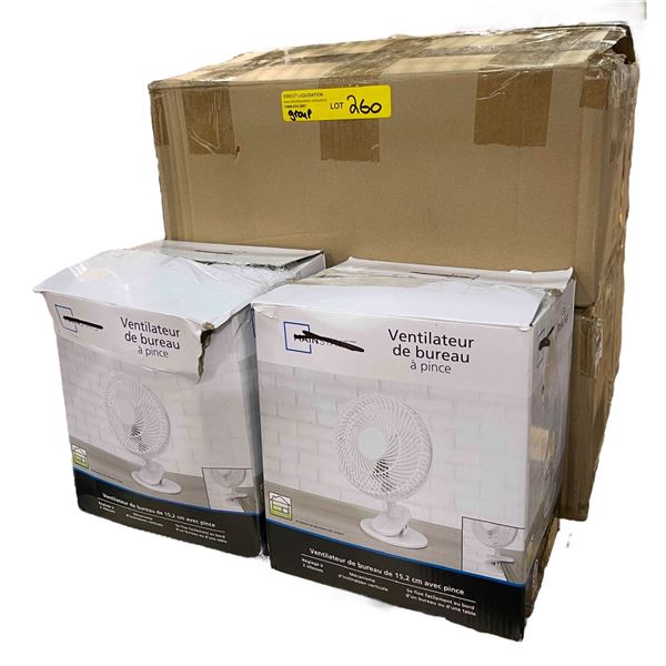 Group of assorted - incldues 2 Mainstays 6in desk fan w. clip & two 3-light retro bedroom hallway lu