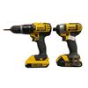 Image 1 : Group of 2 Dewalt drills - includes hammer/drill driver (DCD785) & 1/4" (6mm) cordless impact driver