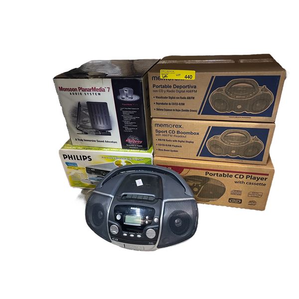 Group of Misc. - Monsoon Planar Media System, 4 Portable Radios, Etc.